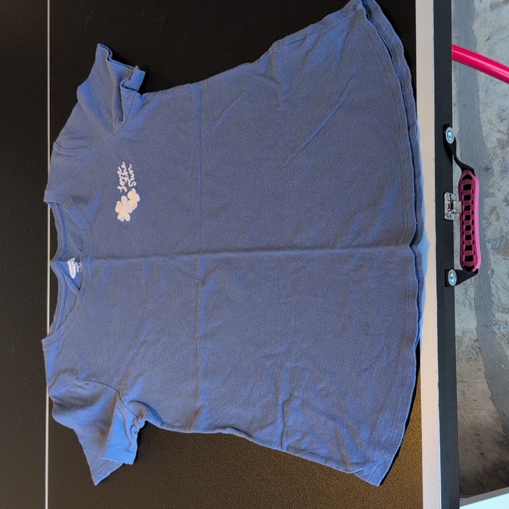 Blue Tee with Floral Detail